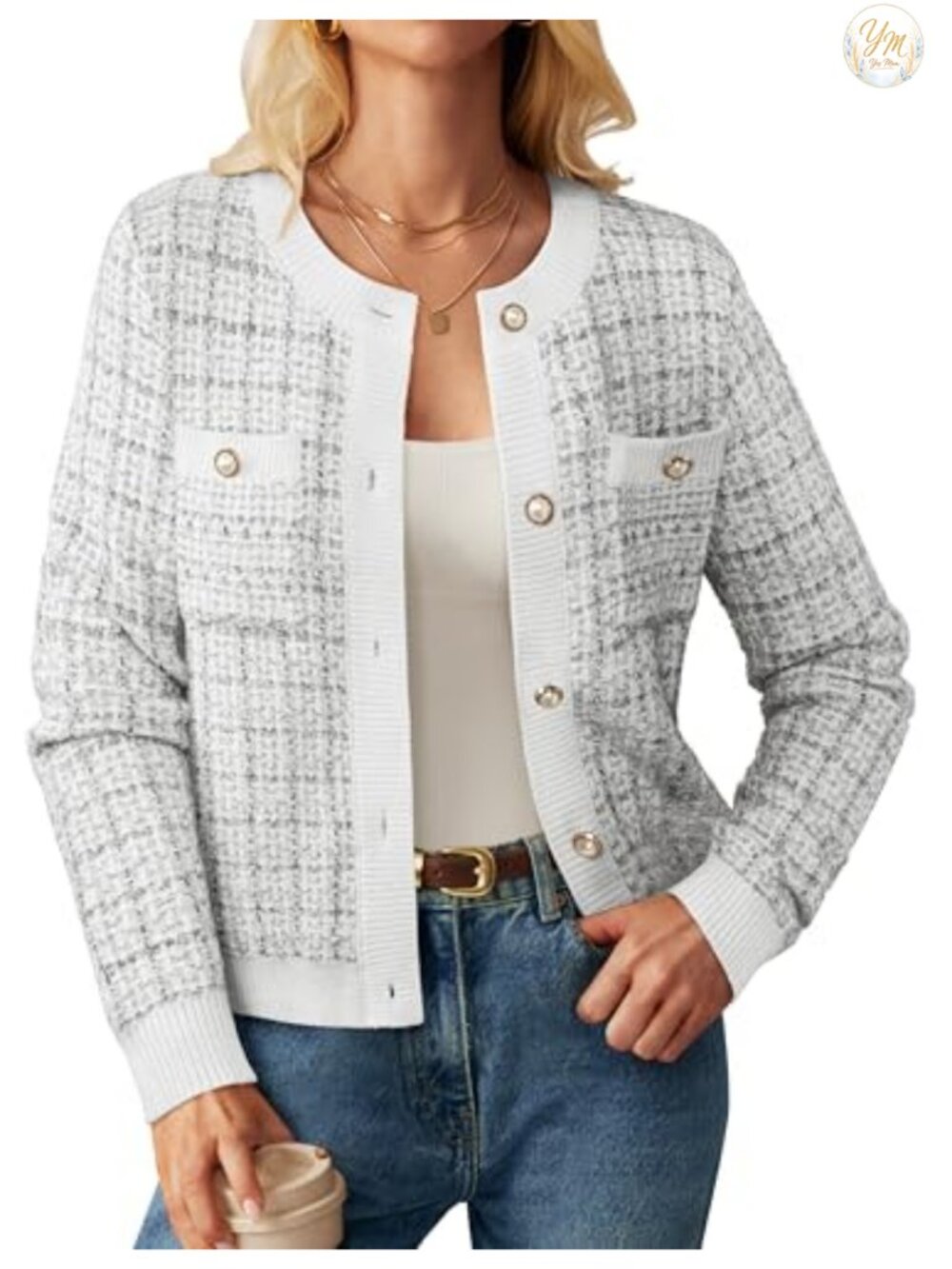 Textured Knit Button Front Cardigan with Pockets Long Sleeve Sweater